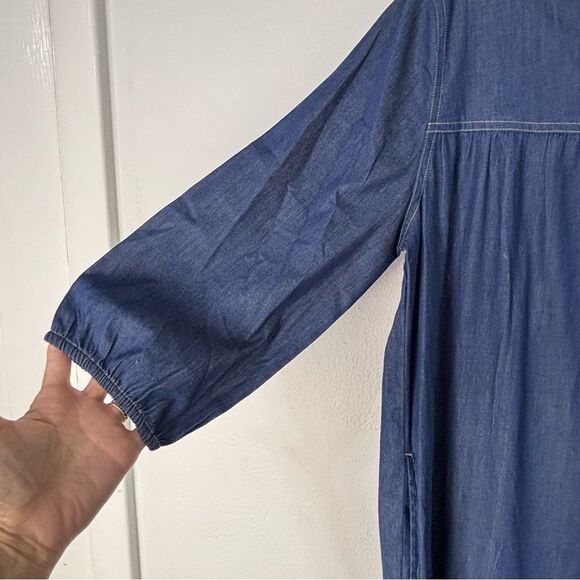 NWT National Vintage Blue Chambray Denim Midi Dress M Tiered MuuMuu Boho Western - Picture 10 of 12